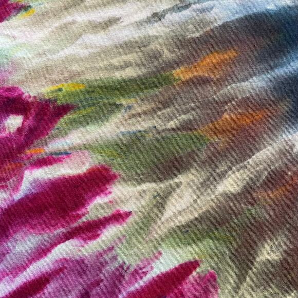 Ice Dyed T-shirt - Tie Dye Blue Brown - Colander Spiral - Handmade (Medium) - Picture 10 of 10